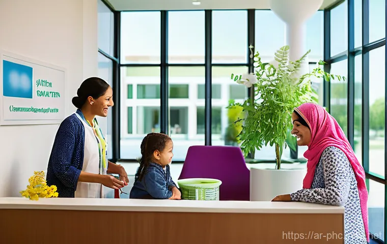 보건소 무료 건강검진 조건 - **Prompt 1: A Welcoming Community Health Center**
    "A vibrant, brightly lit community health cent...