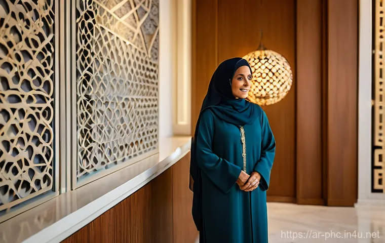 보건소에서의 요실금 검사 - **Prompt:** A dignified Middle-Eastern woman in her late 40s to early 60s, dressed in elegant, modes...